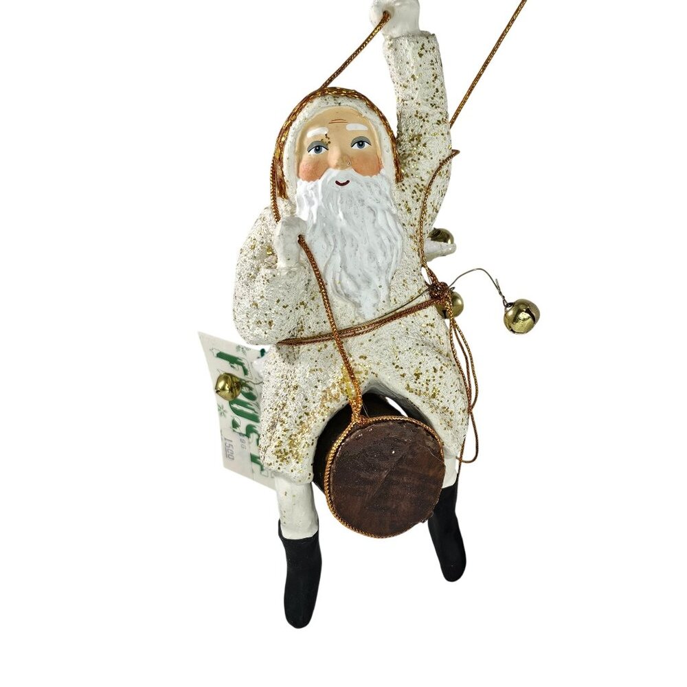 Department 56 Father Frost Ornament Santa Claus On Log Belsnickle Stars